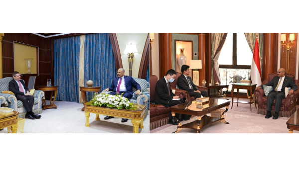 طارق صالح يلتقي السفير الصيني والزبيدي يستقبل الامريكي
