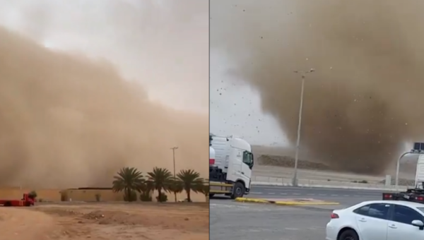 تحذير من عواصف قوية في السعودية: جدار رملي يضرب وادي الدواسر وإعصار قمعي يتجه نحو أبها
